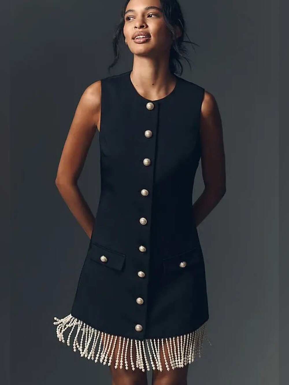 NWT Anthropologie Endless Rose Beaded Fringe Mini Dress
